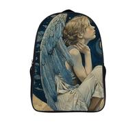 WAFICAC Zaino per laptop con ali blu e angelo, borsa a tracolla da viaggio alla moda da 16 pollici, borsa a tracolla per il lavoro