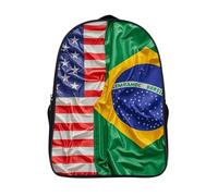 WAFICAC Zaino per laptop con bandiere americane e brasiliane, zaino da viaggio alla moda da 16 pollici, borsa a tracolla per il lavoro