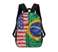 WAFICAC Zaino per laptop con bandiere americane e brasiliane, zaino da viaggio alla moda da 17 pollici, borsa a tracolla per il lavoro