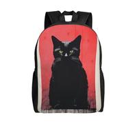 WAFICAC Zaino unisex alla moda da 16 pollici con ritratto di gatto nero e occhi, estetica moderna per spostamenti, commissioni e tempo libero all'avanguardia