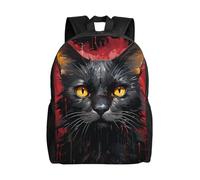 WAFICAC Zaino unisex alla moda da 16 pollici con ritratto di gatto nero e occhi, estetica moderna per spostamenti, commissioni e tempo libero all'avanguardia