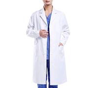 Waflyer Camice da Laboratorio Donna Uomo, Camici Bianco Medico, Unisex Maniche Lunghe Abbigliamento Uniforme Medico per Studenti di Chimico, Scuola, Lavoro, Infermiera, Cosplay, Dentista, Ospedale, XL