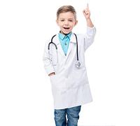 Waflyer Camice Laboratorio Bambini, Cotone Camice Bianco da Laboratorio Bambino, Camice Medico Camici da Laboratorio per Studenti, Ragazzo, Ragazze, Scienziati Dottore Cosplay, Pittura, S