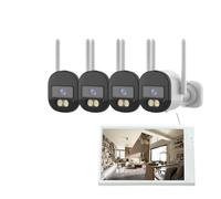 WAFOHSR Di Videosorveglianza Smart Life 5MP 8CH Wi-Fi NVR Con Monitor LCD Da 10,1'', Kit Telecamere Bullet For Visione Notturna A Colori Rilevamento Del Movimento(1T,4 Camera 8CH NVR)