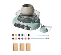 WAFOHSR Kit Mini Tornio da Vasaio for Bambini E Adulti, Elettrico con Giradischi 4,7" Controllo della velocità Tramite Petalo, Staccabile Controllo Preciso(Green)