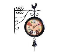 WAFOHSR Orologio Da Parete Bifacciale For Interni Ed Esterni Muto In Ferro Nero Con Numeri Romani For Corridoio 28 Cm Preciso E Silenzioso(Style 3)
