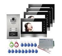 WAFOHSR Wired Home Monitor A Colori Da 7 Pollici Appartamento Videocitofono Cablato Scheda HID RFID Di Interfono Audiovisivo Audio Bidirezionale(530-V70K-4)