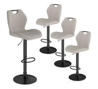 WAFTING Set 4 Sgabelli da Bar Moderni, Sgabelli Cucina Alti Regolabili in Altezza e Girevoli 360°, Sedie con Schienale e Poggiapiedi, per Isola, Bancone e Sala da Pranzo, Grigio moka