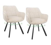 WAFTING Set di 2 Sedie Sala da Pranzo Moderne,Rotazione 360°,Sedie da Cucina Imbottite in Velluto con Braccioli,Regge 120 kg,Gambe in Metallo,Per Sala da Pranzo,Cucina,Soggiorno,Khaki