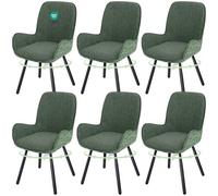 WAFTING Set di 6 Sedie da Pranzo, Girevoli a 360°, con Bracciolo, Schienale Imbottito in Tessuto e Gambe in Metallo, per Soggiorno, Cucina, Ufficio - Verde