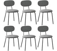 WAFTING Set di 6 Sedie da Pranzo Moderne, Sedie da Cucina Impilabili Imbottite in Tessuto Teddy con Gambe in Metallo, per Sala da Pranzo, Cucina, Soggiorno e Camera da Letto-Grigio Scuro