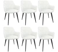 WAFTING Set di 6 Sedie da Pranzo, sedie da pranzo imbottite,da cucina con braccioli,piedi in metallo Portata 120 kg Cucina Soggiorno Sala studio(Beige)