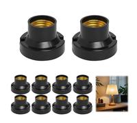 Wafuesh 10 Pezzi Portalampada E27 - Adattatore Universale E27 con Spina Piatta, Portalampada a Risparmio Energetico in PBT Resistente al Fuoco per Soggiorni, Camere da Letto, Cucine e Uffici