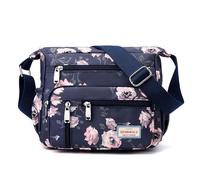 Wafybsre Borsa a tracolla da donna in nylon multi tasche borsa a tracolla impermeabile floreale messenger borse e borse, Rosa Cinese, Medium, Casual