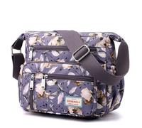 Wafybsre Borsa a tracolla da donna in nylon multi tasche borsa a tracolla impermeabile floreale messenger borse e borse, Begonia Viola Fiore, Medium, Casual