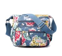 Wafybsre Borsa a tracolla da donna in nylon multi tasche borsa a tracolla impermeabile floreale messenger borse e borse, Bouquet Blu, Medium, Casual