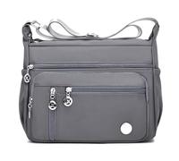 Wafybsre Borsa a Tracolla Donna in Nylon - Crossbody Messenger Multi Tasca Casuale Per Viaggio (Grigio)