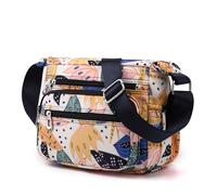 Wafybsre Borsa a Tracolla Donna, Multitasche in Nylon Impermeabile con Tracolla Regolabile, Leggera Crossbody Bag per Lavoro e Viaggio (Foglie Colorate)