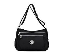 Wafybsre Borsa a tracolla per le donne, Borse a tracolla,in nylon impermeabile,multi tasca (Nero)