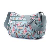 Wafybsre Borsa Tracolla da Donna Nylon Impermeabile Borsa a Tracolla Donna Media Borse Spalla con Tracolla Regolabile Multi Tasca Crossbody Bag per Viaggio Scuola Lavoro Shopping (Piccolo fiore rosa)