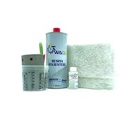 WAGA PAINT S.R.L. Kit Completo Vetrokit Riparazione Resina Vetroresina Poliestere 1KG + Fibra di Vetro - Riparazioni Nautiche, Carrozzeria Auto, Moto, Camper - Waga Paint Tecniques