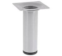 Wagner 12121001 Classic Retro - Gamba per mobili, Ø 30 x 100 mm, piastra di avvitamento integrata 60 x 60 mm, filettatura interna Ø 10 mm, acciaio verniciato a polvere, alluminio argento