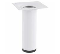 Wagner 12161001 Classic Retro - Gamba per mobili, Ø 30 x 100 mm, piastra di avvitamento integrata 60 x 60 mm, filettatura interna Ø 10 mm, acciaio verniciato a polvere, colore bianco