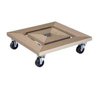 WAGNER Carrello per piante FRAME 35 x 35 x 10 cm I Per interni ed esterni I Portavaso in legno die conifere massello FSC® rigato, con Ruote, color tortora I Portata 150 kg I Fatto in UE - 20034101