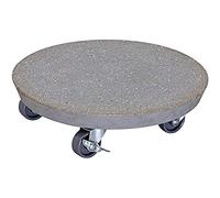 WAGNER Carrello per Piante Stone Ø 28 x 7,5 cm I Carrello per Fiori per Interni ed Esterni, Stile terrazzo Scuro I Portavaso in Cemento con 2 Freni I Portata 100kg - 20090101