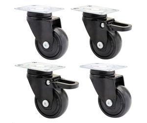 WAGNER Design - 3C - Ruote girevoli di trasporto/ruote per mobili - Set da 4 - nero, battistrada morbido, Ø 50 mm, 2 ruote senza 2 con freni, cuscinetto a sfere, portata 50 kg/ruota - 02225204