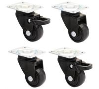 WAGNER Design - 3C - Ruote girevoli/ruote da trasporto/ruote per mobili - Set da 4 - nero, battistrada morbido, Ø 25 mm, 2 ruote senza e 2 ruote con freno, portata 12 kg/ruota - 02222704