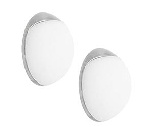 WAGNER Fermaporta AVVITARE o INCOLLARE - Set da 2 pezzi - Diametro Ø 20 x 8 mm I Fermaporte a muro I Corpo in zinco pressofuso con effetto inox, protezione paracolpi in gomma bianco - 15512202