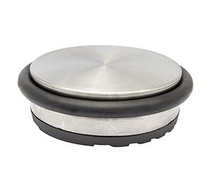 WAGNER Fermaporta BIG DISK COLORE ACCIAIO - Diametro Ø 98 x 30 mm I Fermaporta da posizionare I Fermaporta premium in acciaio industriale e gomma termoplastica, 750 g - 15506400