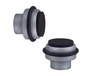 WAGNER Fermaporta DESIGN ARGENTO - Set da 2 pezzi - Diametro Ø 42 x 33 mm I Fermaporte a pavimento/a muro da avvitare I Fermaporte di design in plastica e gomma termoplastica - 15508302