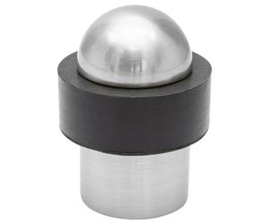 WAGNER Fermaporta DOM - Diametro Ø 37 x 49 mm I Fermaporta a pavimento da avvitare I Fermaporta di design in zinco pressofuso satinato e gomma termoplastica - 15504411