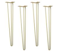 WAGNER Gambe per mobili e tavoli/Piede per mobili - HAIRPIN LEGS Set da 4 - stile retrò - acciaio rivestito in oro, 12 x 12 x 71 cm, gamba inclinata, con piastra a vite integrata - 12827504