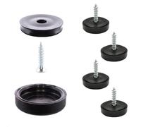 Wagner QuickClick® 16792399 - Set di 4 feltrini per sedie da avvitare, 4 x base + vite + inserto scorrevole, in plastica nera sottile, diametro Ø 17 mm, prodotto in DE