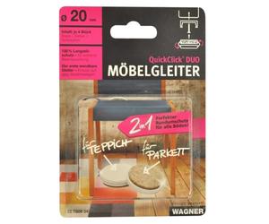 WAGNER QuickClick® 2in1 Feltrini di lana e scivoli di plastico reversibili - DUO - ULTRASOFT e HYPER Set dae 4x base+ inserto reversibile e intercambiabile - diametro Ø 20 mm - Fatto in DE - 15780804