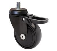 WAGNER Ruota girevole ultra-turnable 360° - 3C - ruota da trasporto/ruota per mobili - nero, battistrada morbido, con vite di fissaggio 10 x 16 mm, diametro Ø 75 mm, freno, portata 75 kg - 01237766