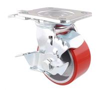 WAGNER Ruota pesante industriale - DIRECTION LOCK 3in1 - ruota girevole e fissa, ghisa - argento/rosso, battistrada morbido, 2 iniettori, freni, diametro Ø 100 mm, portata 230 kg - 04011401