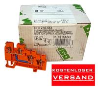 WAGO 10 Pezzo 3L-Eispeiseklemme 270-564 Arancione 18 A, 250 V, Federzuganschluss