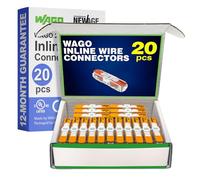 WAGO 221-2401 20pc Inline Compact Splicing Wire Connectors | Includes 20pc 221-2401 (2 Conductor) | WAGO Wire Connectors | 221 Straight Inline Splice | Straight Electrical Lever Nuts | (2-Port)