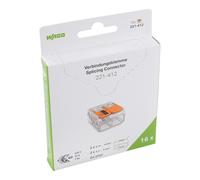 WAGO Terminali di collegamento 221-412 | 2 poli, fino a 4 mm², connettori per cavi COMPACT con leva per tutti i tipi di conduttori in tutto il mondo, sicurezza delle applicazioni confermata, 16 pezzi