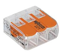 Wago Morsetto di collegamento a 3 poli Compact trasparente, Terminal Block, 5 pezzi, diametro 4 mm, da -20 a 85 gradi Celsius, conforme CE, 221-413