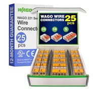 WAGO 221 Series Compact Splicing Wire Connector Assortment Pack 25pc | 221 Series Assortment with Case | Includes (10x 221-412), (10x 221-413), (5X 221-415)