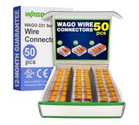 WAGO 221 Series Compact Splicing Wire Connector Assortment Pack 50pc | 221 Series Assortment with Case | Includes (25x 221-412), (15x 221-413), (10x 221-415)