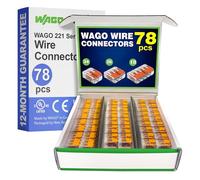WAGO 221 Series Compact Splicing Wire Connector Assortment Pack 78pc | 221 Series Assortment with Case | Includes (34x 221-412), (26x 221-413), (18x 221-415)