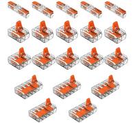 Wago 221 Starter Set | 20 x morsetti di collegamento | 5 x 221-2411, 5 x 221-412, 5 x 221-413, 5 x 221-415 | Terminali a leva per conduttori flessibili e rigidi | Soluzione di collegamento definitiva