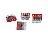 Wago 2273-204 - Morsetti di collegamento compatti, Ø 0,5 - 2,5 mm², 4 pin, colore: Trasparente/Rosso