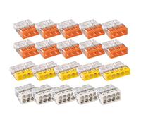 Wago 2273 - Morsetti a 8 poli, 5 poli e 3 poli, da 0,5 a 2,5 mm², in plastica, grigio, giallo, arancione, 20 pezzi